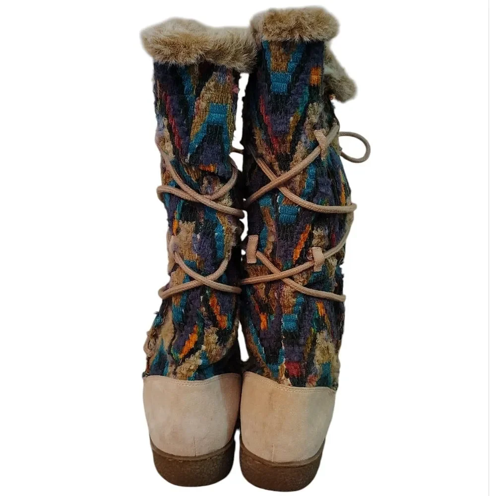 Sam Elderman Fur Lined Suede Boho Boots